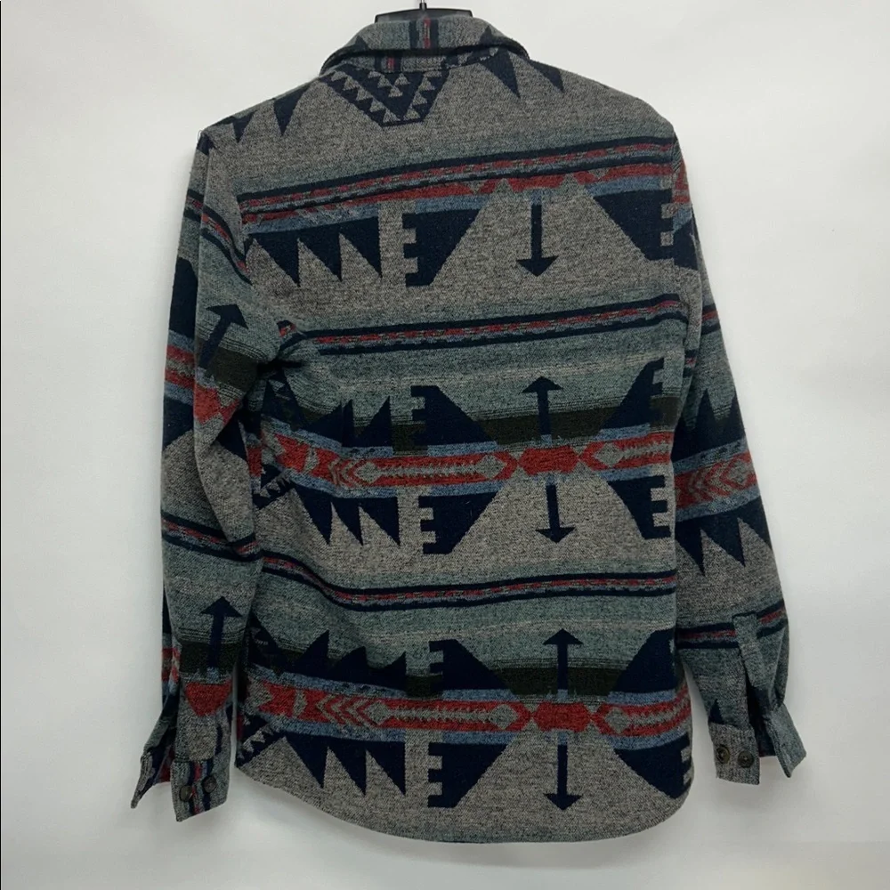 Weatherproof Men's Blue gray Sweater aztec cowboy small wool jacket western